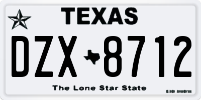 TX license plate DZX8712
