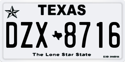 TX license plate DZX8716