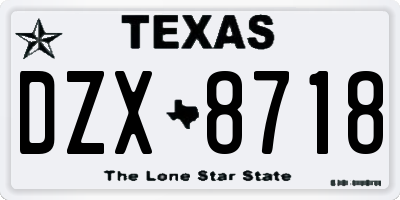 TX license plate DZX8718