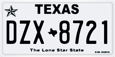 TX license plate DZX8721