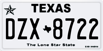 TX license plate DZX8722