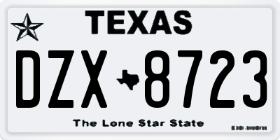 TX license plate DZX8723