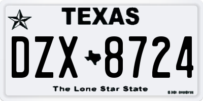 TX license plate DZX8724