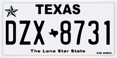 TX license plate DZX8731