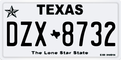 TX license plate DZX8732