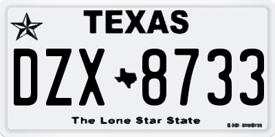 TX license plate DZX8733