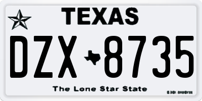 TX license plate DZX8735