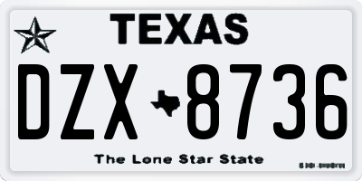 TX license plate DZX8736