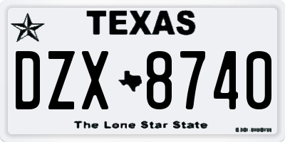 TX license plate DZX8740