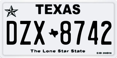 TX license plate DZX8742
