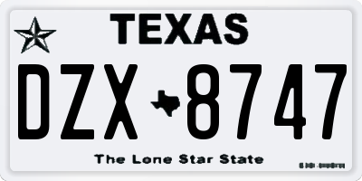 TX license plate DZX8747