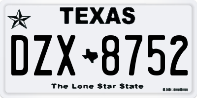 TX license plate DZX8752