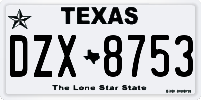 TX license plate DZX8753