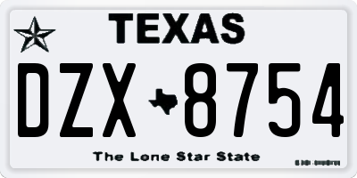 TX license plate DZX8754