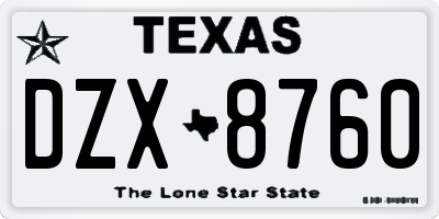 TX license plate DZX8760