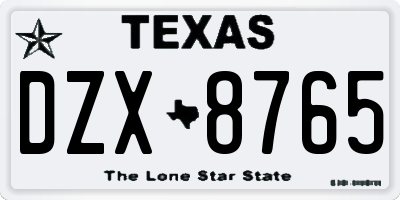 TX license plate DZX8765