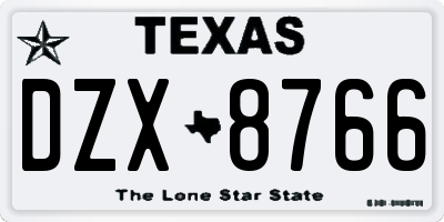 TX license plate DZX8766