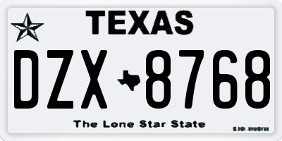 TX license plate DZX8768