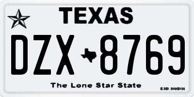 TX license plate DZX8769