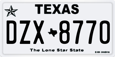 TX license plate DZX8770