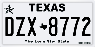 TX license plate DZX8772