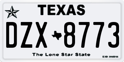 TX license plate DZX8773