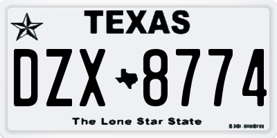 TX license plate DZX8774