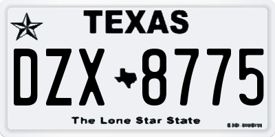 TX license plate DZX8775