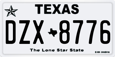 TX license plate DZX8776