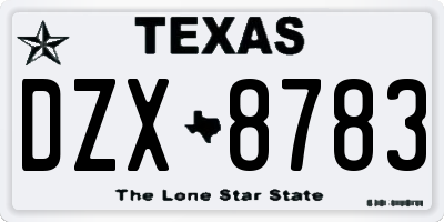 TX license plate DZX8783