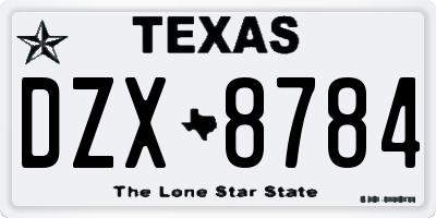 TX license plate DZX8784