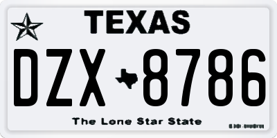 TX license plate DZX8786