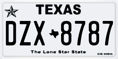 TX license plate DZX8787