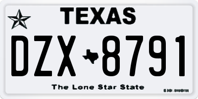 TX license plate DZX8791