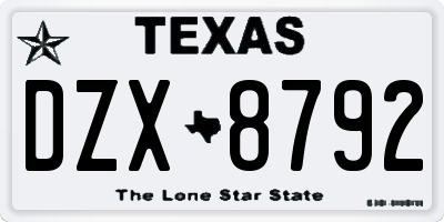 TX license plate DZX8792