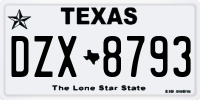 TX license plate DZX8793