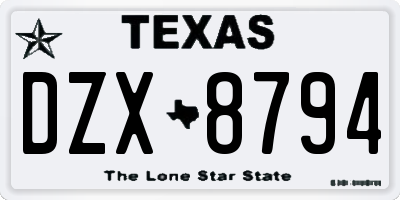 TX license plate DZX8794