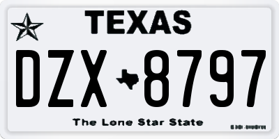 TX license plate DZX8797