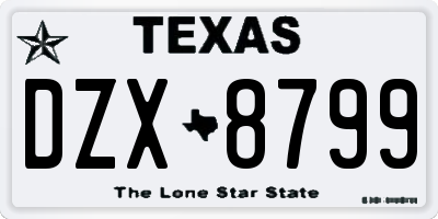 TX license plate DZX8799