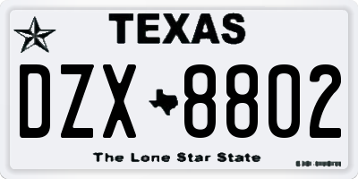 TX license plate DZX8802