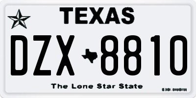 TX license plate DZX8810