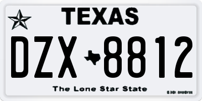 TX license plate DZX8812