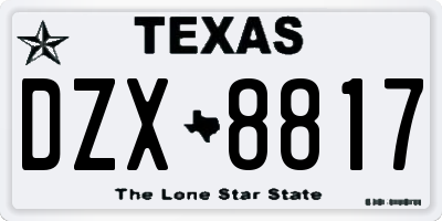 TX license plate DZX8817