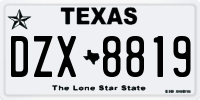 TX license plate DZX8819