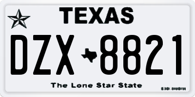 TX license plate DZX8821