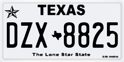 TX license plate DZX8825