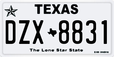 TX license plate DZX8831
