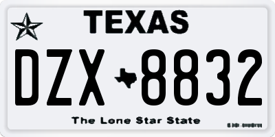 TX license plate DZX8832