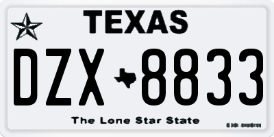 TX license plate DZX8833