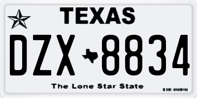 TX license plate DZX8834